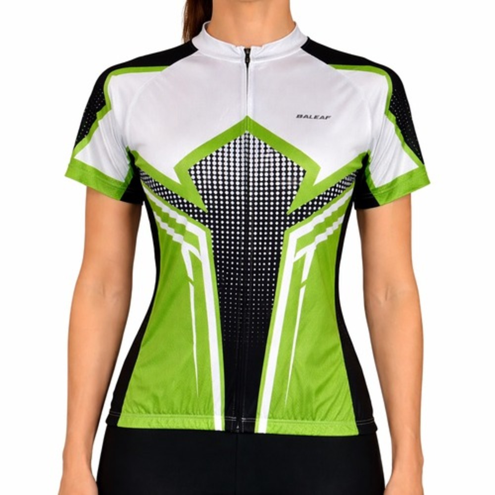 Baleaf Cycling Jersey Women's 2XL Black Green White Geometric White Green